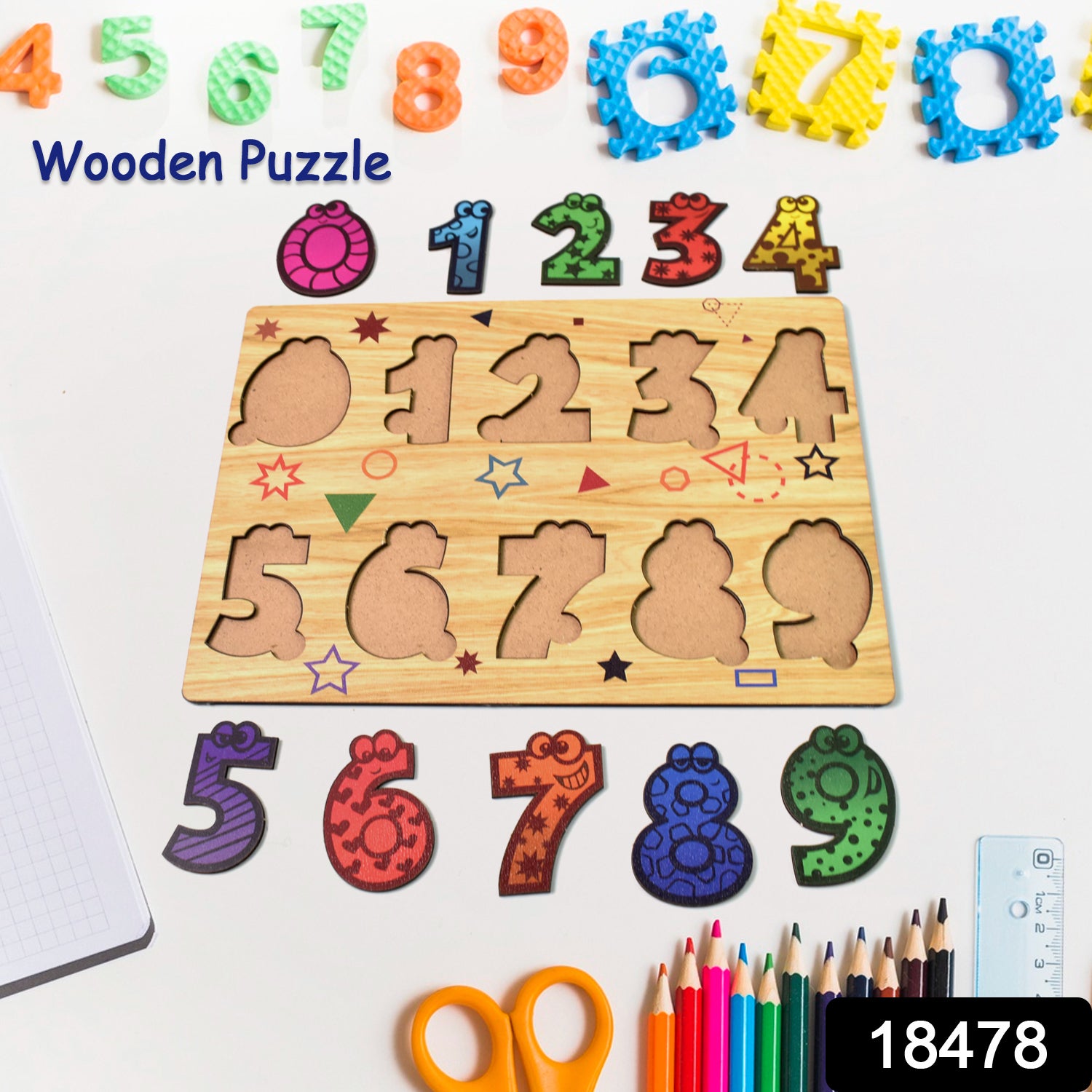 Wooden Number Puzzle Learning Educational Board (1 Set  2820 Cm) Wooden Number Puzzle Learning Educational Board (1 Set  2820 Cm)